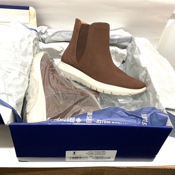 Brothers United Brown Suede Leather Chelsea Bootie Comfy Sneaker Ankle Boots 6.5 - Picture 5 of 7